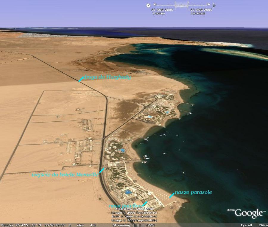 Enklawa hoteli pod Safagą - w tym nasz Meraville zdjecie satelitarne
